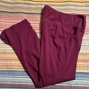 Baleaf Purple High Waisted Capri Leggings Workout Exercise Yoga Pants Small